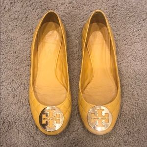 Yellow quilted Tory Burch flats 8.5